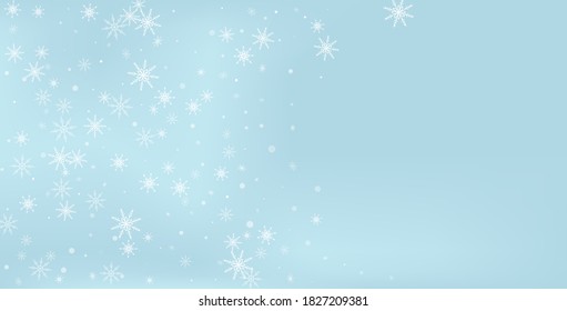Snowflakes. Snow, snowfall. Falling scattered white snowflakes on a gradient background. Vector	