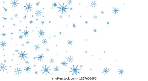 Copos de nieve. Nieve, nevada. Caer copos de nieve blancos dispersos sobre un fondo degradado. Vector	