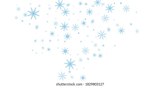 Schneeflocken. Schnee, Schneefall. Fallend verstreute weiße Schneeflocken auf Farbverlauf-Hintergrund. Vektorgrafik	