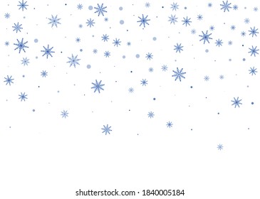 Copos de nieve. Nieve, nevada. Cayendo copos de nieve dispersos. Vector
