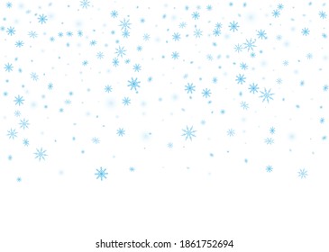 Copos de nieve. Nieve, nevada. Caer copos de nieve azules dispersos sobre un fondo blanco. Vector