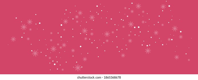 Schneeflocken. Schnee, Schneefall. Fallend verstreute weiße Schneeflocken auf buntem Hintergrund. Vektorgrafik