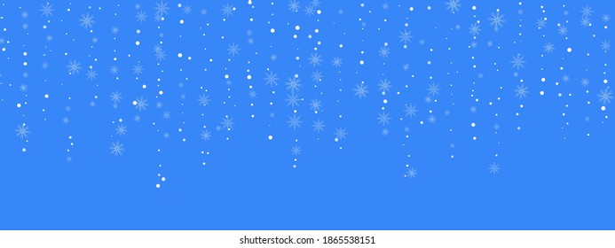 Snowflakes. Snow, snowfall. Falling scattered white snowflakes on a colored background. Vector