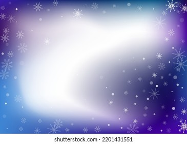 Copos de nieve. Nieve, nevada. Caer copos de nieve blancos dispersos sobre un fondo degradado de color blanco-azul. Vector