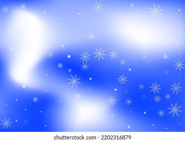 Snowflakes. Snow, snowfall. Falling scattered white snowflakes on a white-blue gradient background. Vector