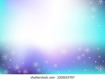 Copos de nieve. Nieve, nevada. Caer copos de nieve blancos dispersos sobre un fondo degradado de color blanco-azul. Vector