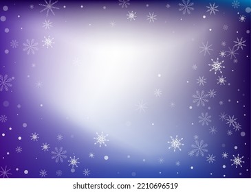 Copos de nieve. Nieve, nevada. Caer copos de nieve blancos dispersos sobre un fondo degradado de color blanco-azul. Vector