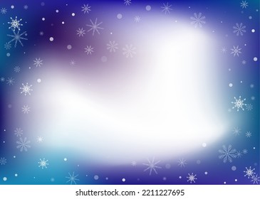 Copos de nieve. Nieve, nevada. Caer copos de nieve blancos dispersos sobre un fondo degradado de color blanco-azul. Vector