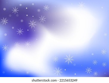Copos de nieve. Nieve, nevada. Caer copos de nieve blancos dispersos sobre un fondo degradado de color blanco-azul. Vector