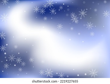 Copos de nieve. Nieve, nevada. Caer copos de nieve blancos dispersos sobre un fondo degradado de color blanco-azul. Vector