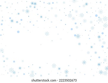 Copos de nieve. Nieve, nevada. Caer copos de nieve azules dispersos sobre un fondo blanco. Vector