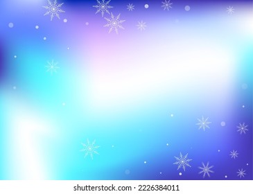 Snowflakes. Snow, snowfall. Falling scattered white snowflakes on a white-blue gradient background. Vector