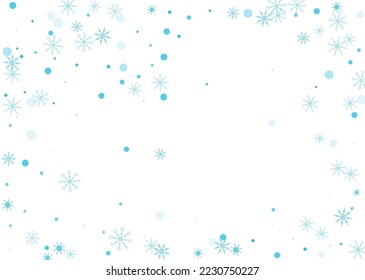 Copos de nieve. Nieve, nevada. Caer copos de nieve azules dispersos sobre un fondo blanco. Vector