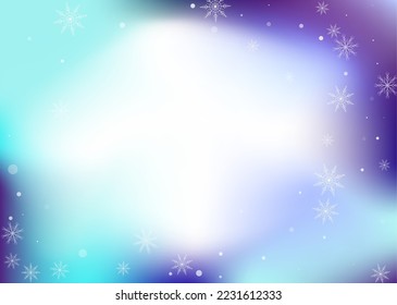 Snowflakes. Snow, snowfall. Falling scattered white snowflakes on a white-blue gradient background. Vector
