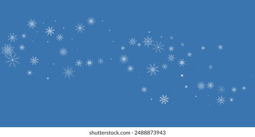 Snowflakes. Snow, snowfall. Falling scattered white snowflakes on a blue background.