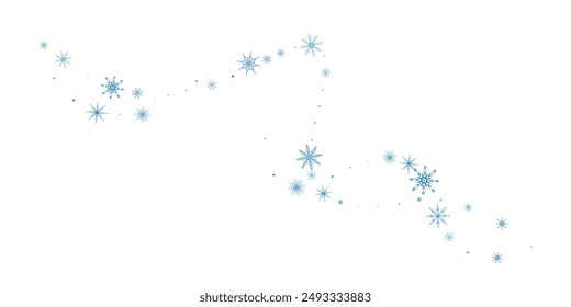 Snowflakes. Snow, snowfall. Falling scattered blue snowflakes on a white background.
