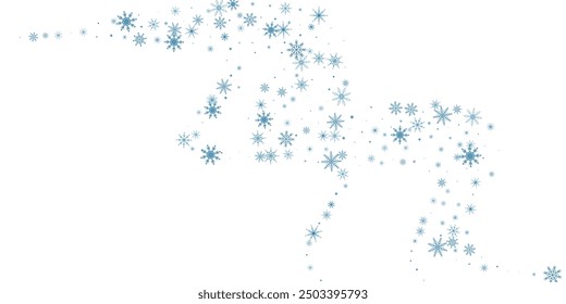 Snowflakes. Snow, snowfall. Falling scattered blue snowflakes on a white background. Vector