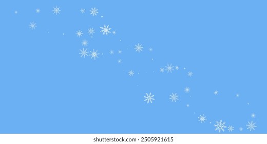 Snowflakes. Snow, snowfall. Falling scattered white snowflakes on a blue background.