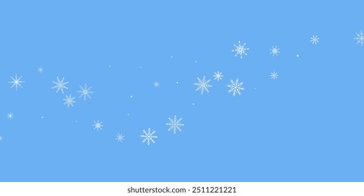 Snowflakes. Snow, snowfall. Falling scattered white snowflakes on a blue background.