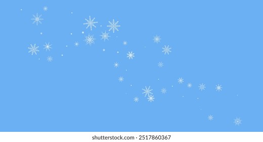 Snowflakes. Snow, snowfall. Falling scattered white snowflakes on a blue background.
