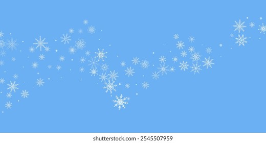 Snowflakes. Snow, snowfall. Falling scattered white snowflakes on a blue background.