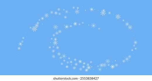 Snowflakes. Snow, snowfall. Falling scattered white snowflakes on a blue background.