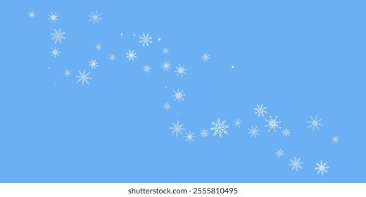Snowflakes. Snow, snowfall. Falling scattered white snowflakes on a blue background.