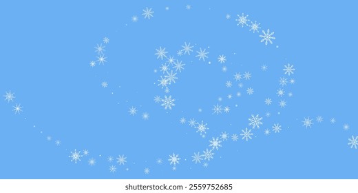 Snowflakes. Snow, snowfall. Falling scattered white snowflakes on a blue background.