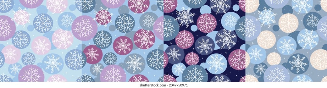 Snowflakes. Snow. Winter seamless pattern. Vector Image Set 
