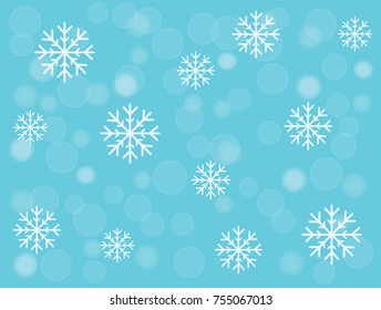 Snowflakes And Snowball On Turquoise Blue Christmas Background