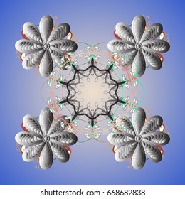 Snowflakes, snowfall. Beautiful vector snowflakes isolated on colorfil background. Illustration. Falling Christmas stylized snowflakes.
