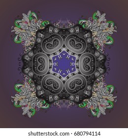 Snowflakes, snowfall. Beautiful vector snowflakes isolated on a colorful background. Illustration. Falling Christmas stylized snowflakes.