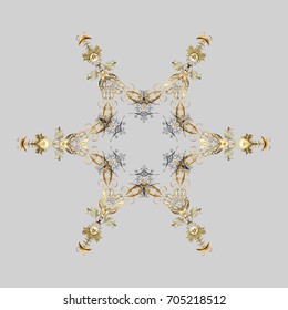 Snowflakes, snowfall. Beautiful vector snowflakes isolated on a light background. Illustration. Falling Christmas stylized snowflakes.