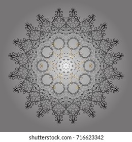 Snowflakes, snowfall. Beautiful vector snowflakes isolated on a gray background. Illustration. Falling Christmas stylized snowflakes.