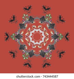 Snowflakes, snowfall. Beautiful vector snowflakes isolated on a colorful background. Illustration. Falling Christmas stylized snowflakes.