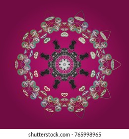 Snowflakes, snowfall. Beautiful vector magenta, gray and white snowflakes isolated on a colorful background. Illustration. Falling Christmas stylized snowflakes.