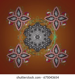 Snowflakes, snowfall in colors on a white background. Design. Stock vector illustration falling snow.