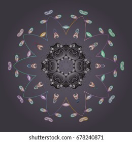 Snowflakes, snowfall. Falling Christmas stylized snowflakes. Beautiful vector snowflakes isolated on a colorful background. Illustration.