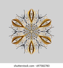 Snowflakes, snowfall. Falling Christmas stylized snowflakes. Beautiful vector snowflakes isolated on a colorful background. Illustration.