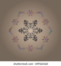 Snowflakes, snowfall. Falling Christmas stylized snowflakes. Beautiful vector snowflakes isolated on a colorful background. Illustration.