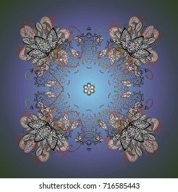 Snowflakes, snowfall. Falling Christmas stylized snowflakes. Beautiful vector snowflakes isolated on a colorful background. Illustration.
