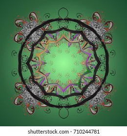 Snowflakes, snowfall. Illustration. Falling Christmas stylized snowflakes. Beautiful vector snowflakes isolated on a colorful background.