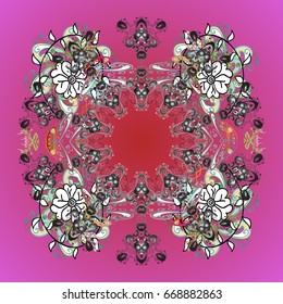 Snowflakes, snowfall, stylized snow on colors background. Design. Stock vector illustration falling snow.