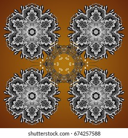 Snowflakes, snowfall, stylized snow on brown background. Design. Stock vector illustration falling snow.