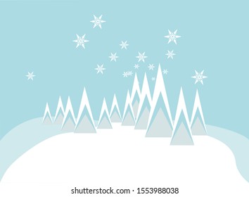 Snowflakes and snowy forest landcape