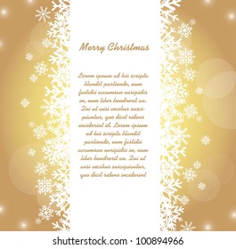 snowflakes with space for copy over gold background. vector