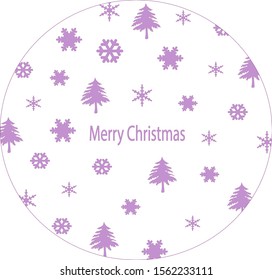 Snowflakes and spruce in a circle. Christmas elements.