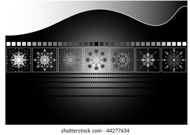 snowflakes in the squares on a black background