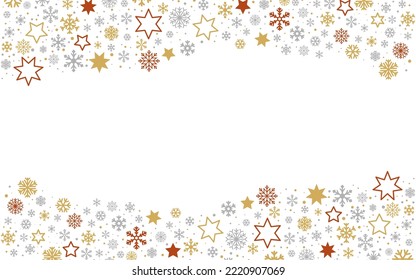 Snowflakes and Stars Border. Christmas background. Vector illustration. Eps 10.