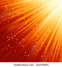 Snowflakes and stars descending on a path of golden light. EPS 8 vector file included